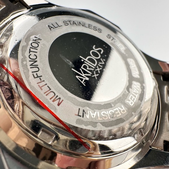 NOS Akribos XXIV Multi Function Chronograph Watch Stainless Steel extra Band - Picture 6 of 15